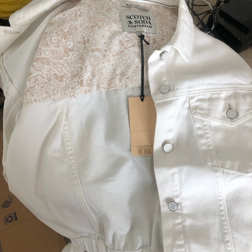 NWT Scotch & Soda 100% Cotton Off-White Denim Jacket XL - Picture 10 of 13